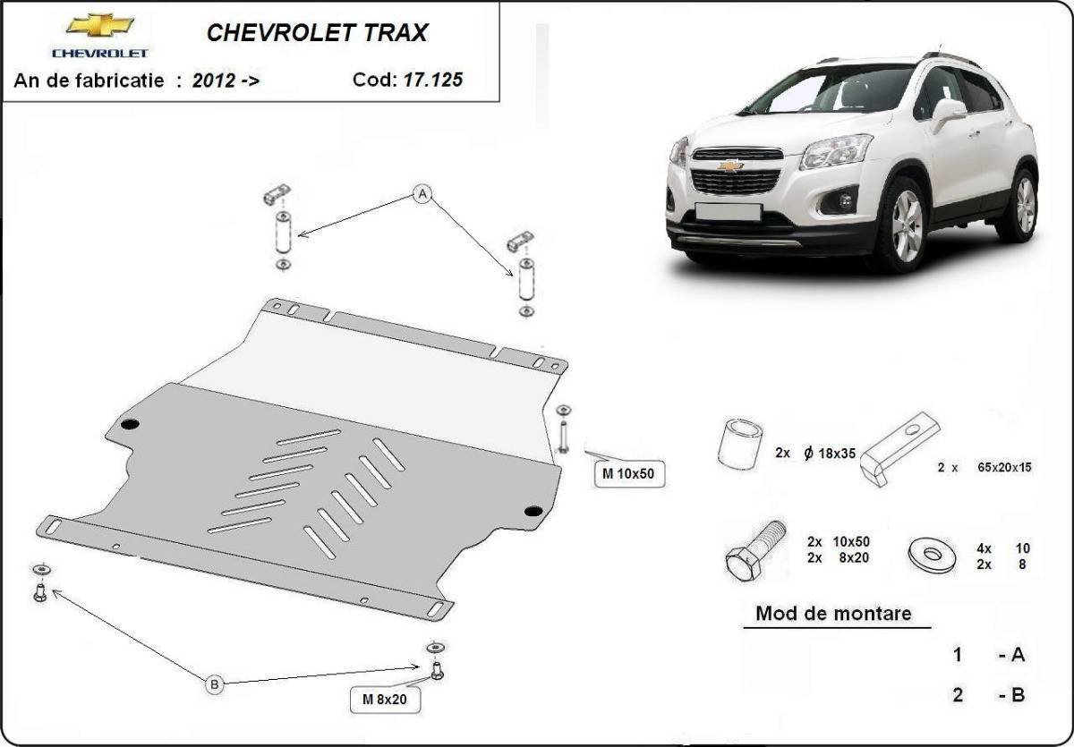 Cubre cárter metálico Chevrolet Trax (2012-2022) a medida
