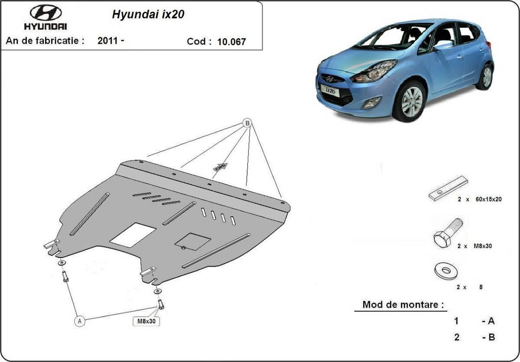 Cubre cárter metálico Hyundai ix20 (2011-2019) a medida