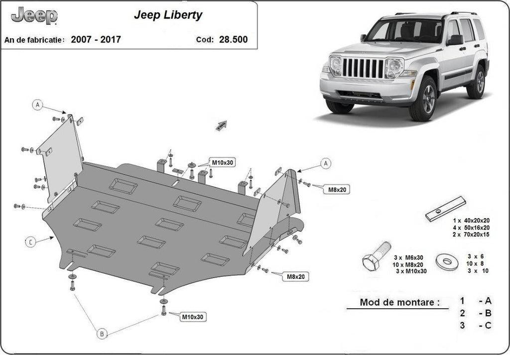 Cubre cárter metálico Jeep Liberty (2007-2017) a medida