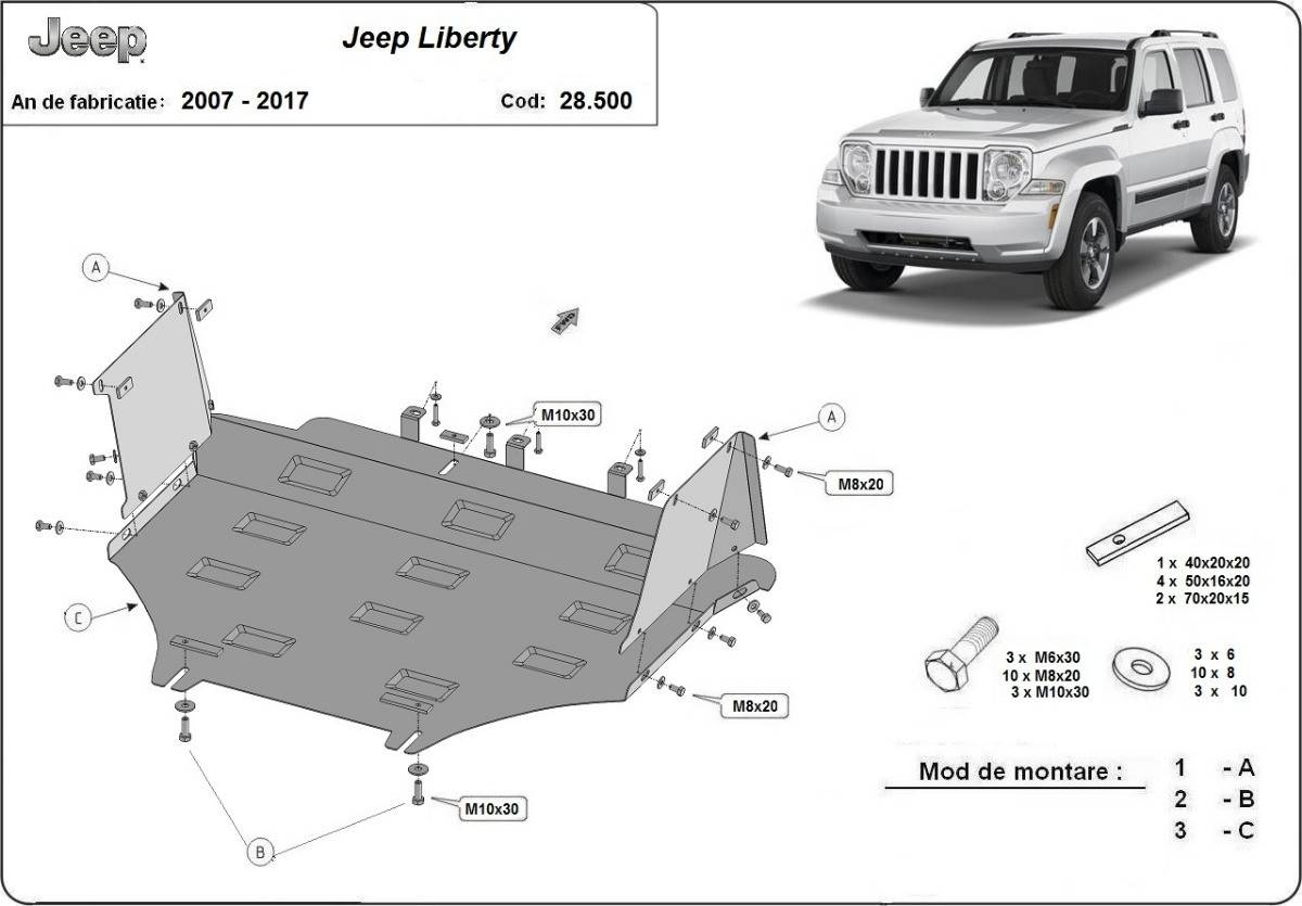 Cubre cárter metálico Jeep Liberty (2007-2017) a medida
