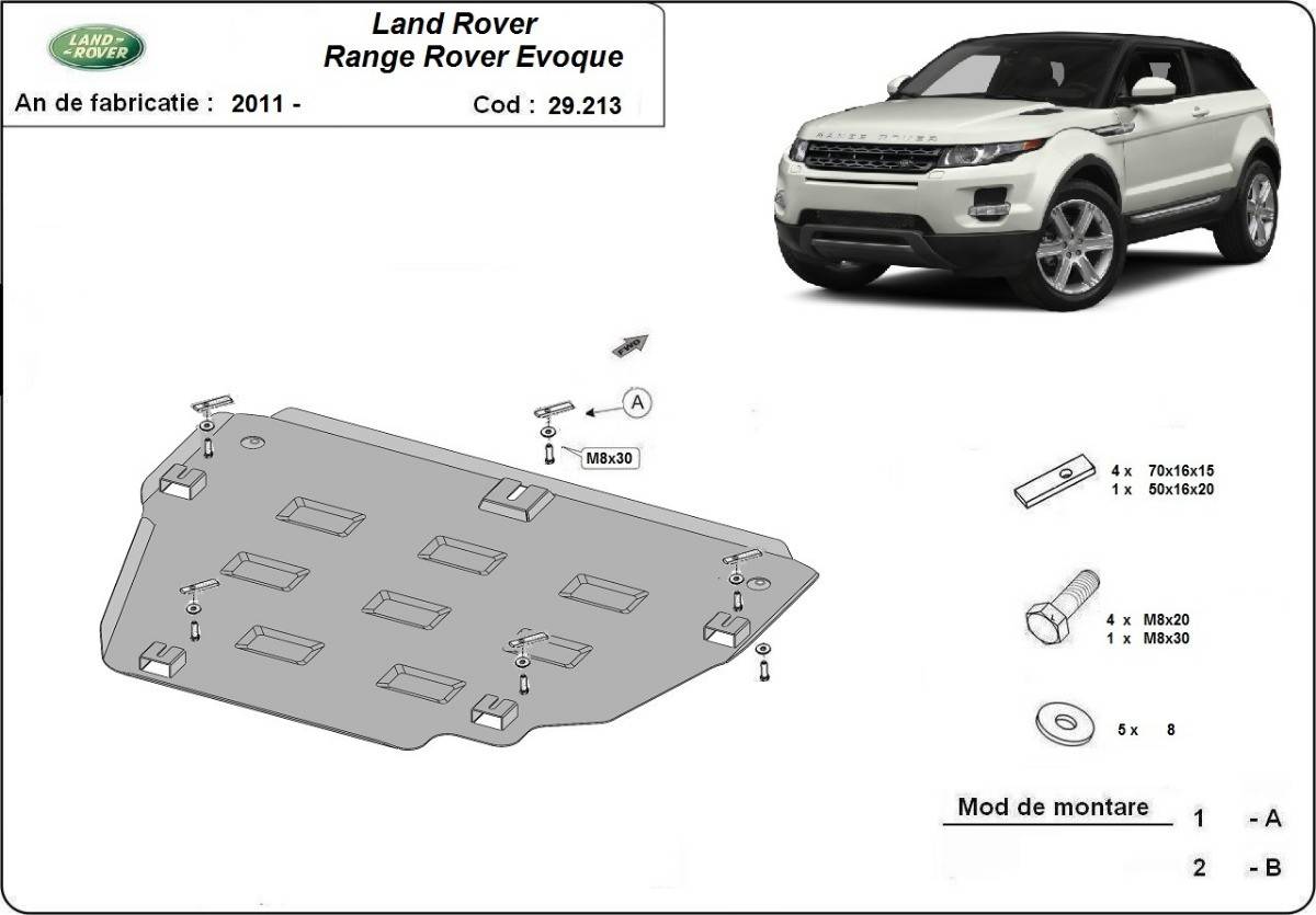 Cubre cárter metálico Range Rover Evoque (2011-2022) a medida