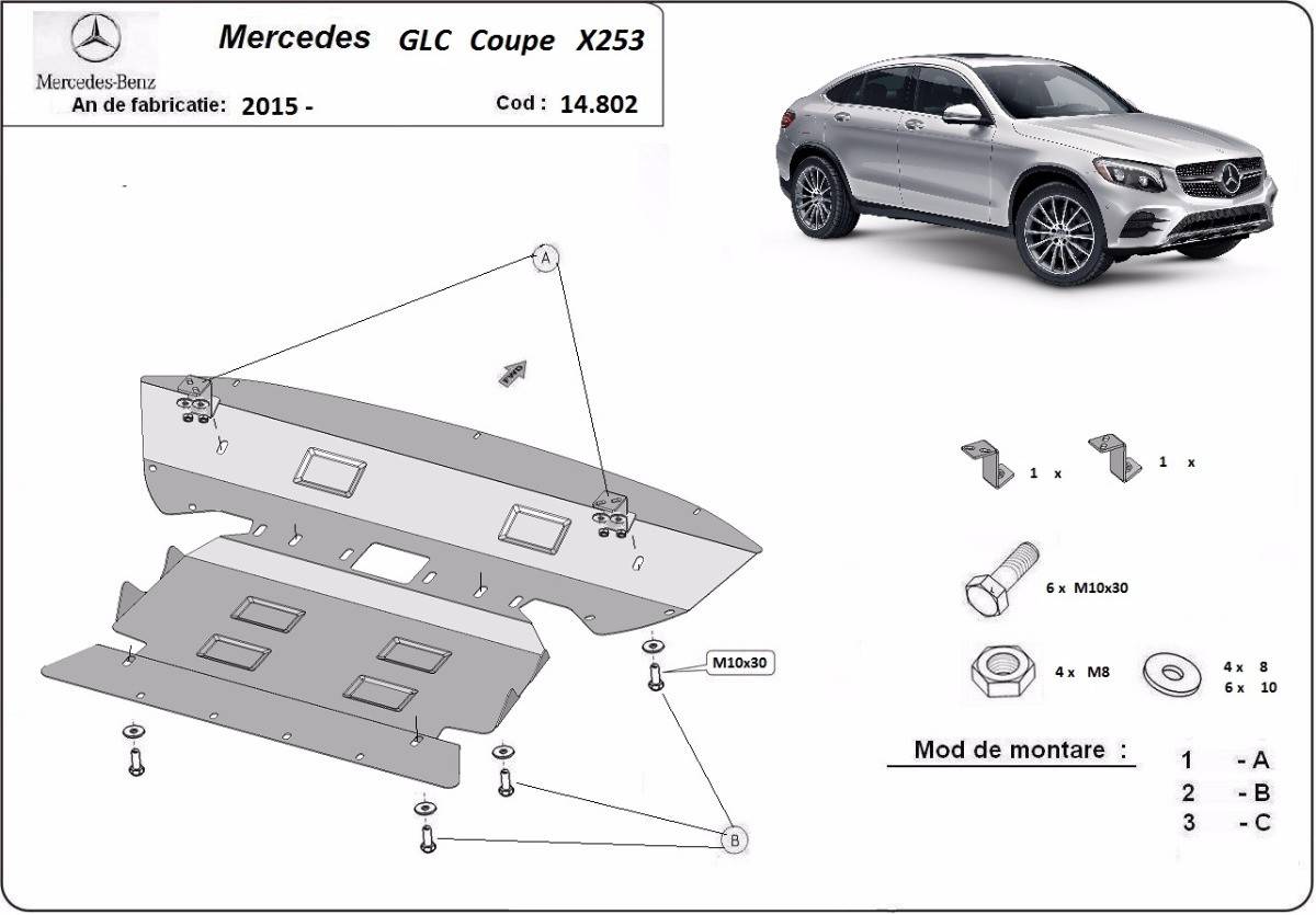 Cubre cárter metálico Mercedes GLC Coupe X253 (2015-2022) a medida