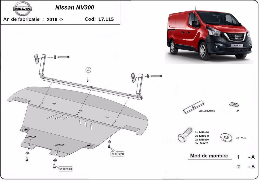 Cubre cárter metálico Nissan NV300 (2016-2022) a medida