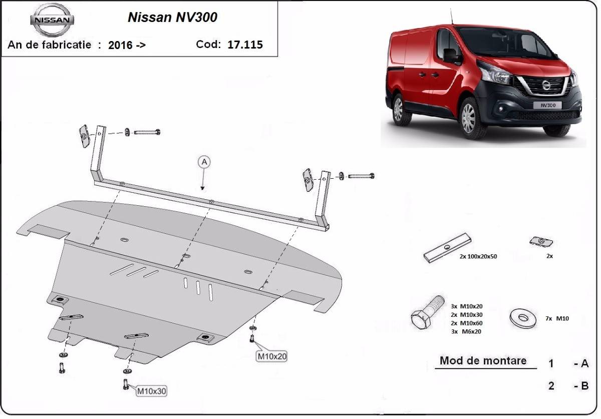 Cubre cárter metálico Nissan NV300 (2016-2022) a medida