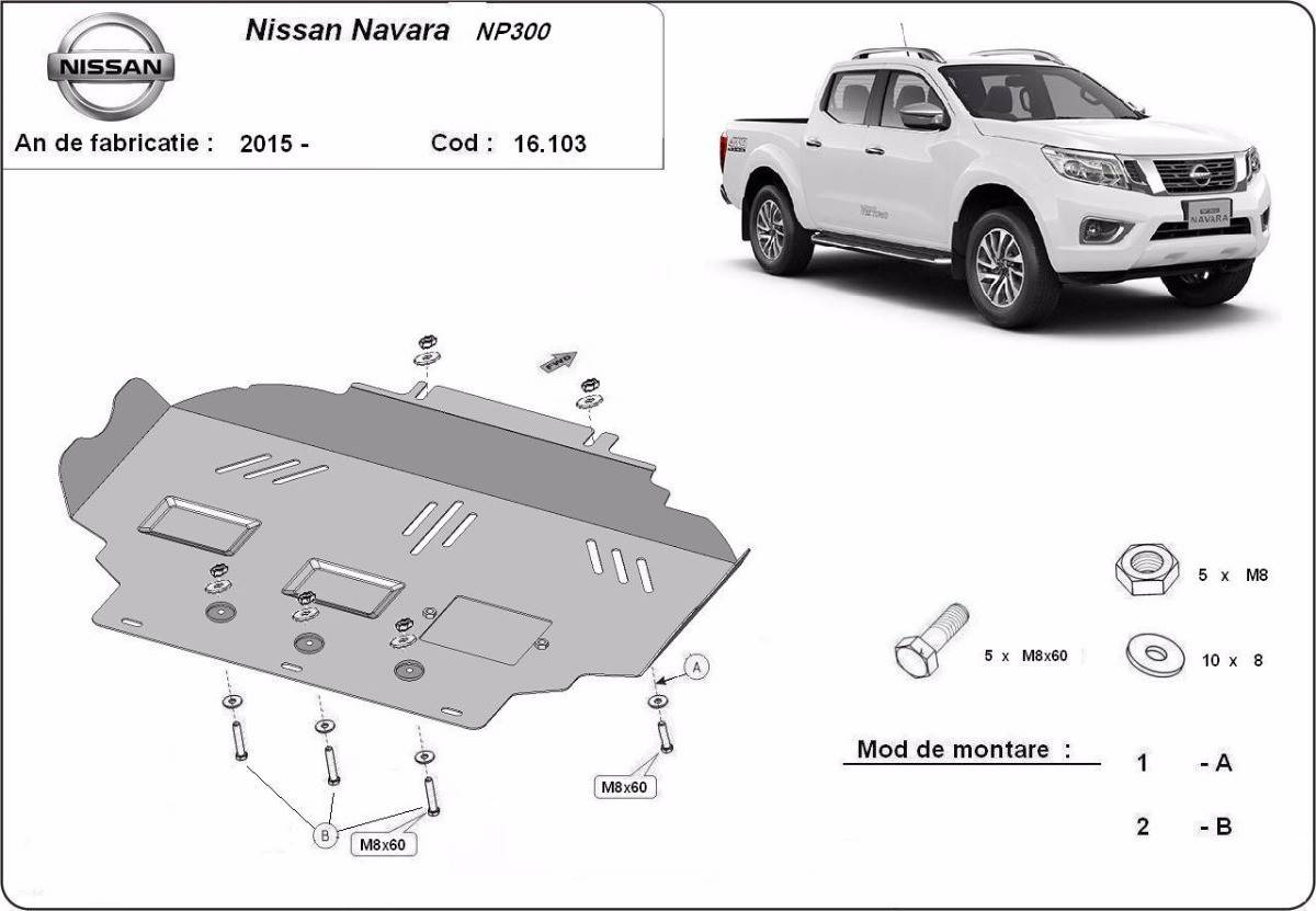 Cubre cárter metálico Nissan Navara NP300 (2015-2022) a medida