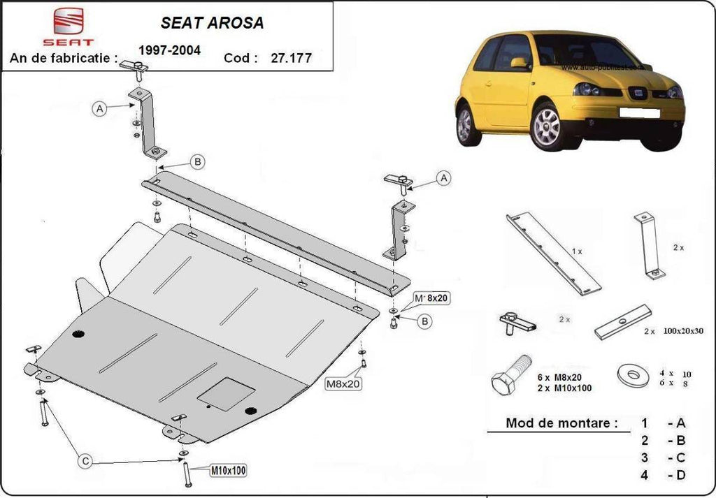 Cubre cárter metálico Seat Arosa (1997-2004) a medida