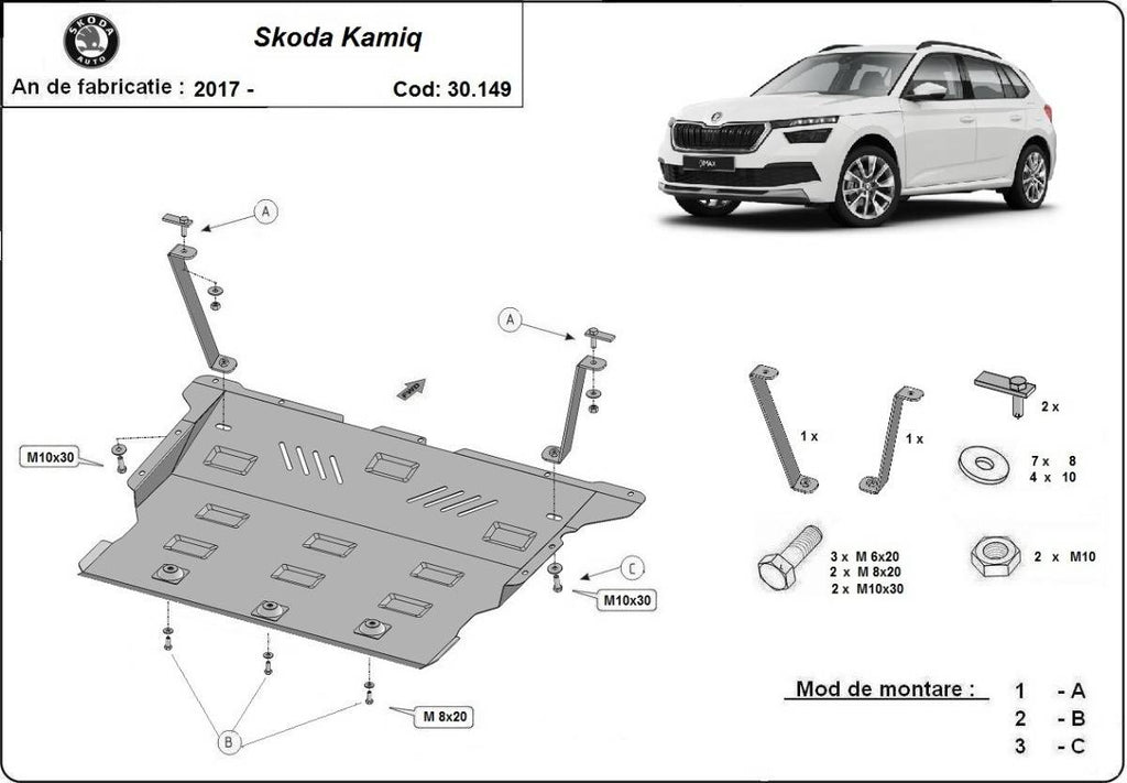 Cubre cárter metálico Skoda Kamiq (2017-2022) a medida