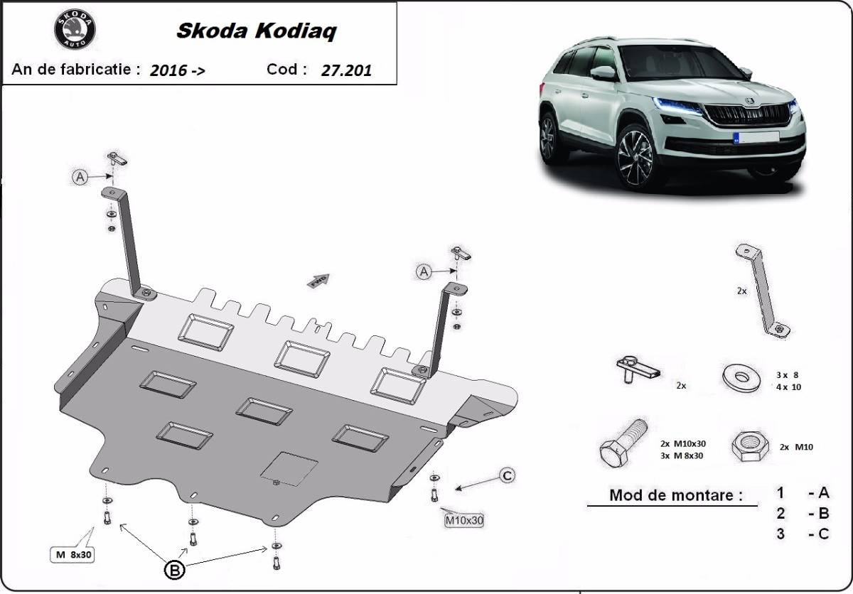 Cubre cárter metálico Skoda Kodiaq (2016-2022) a medida
