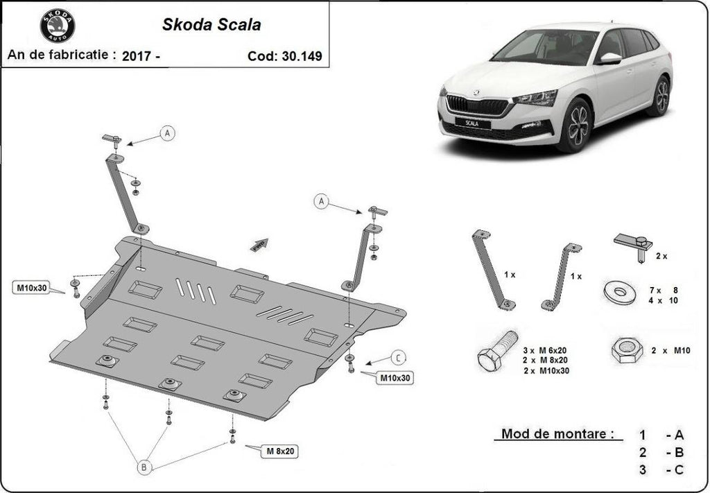 Cubre cárter metálico Skoda Scala (2019-2022) a medida