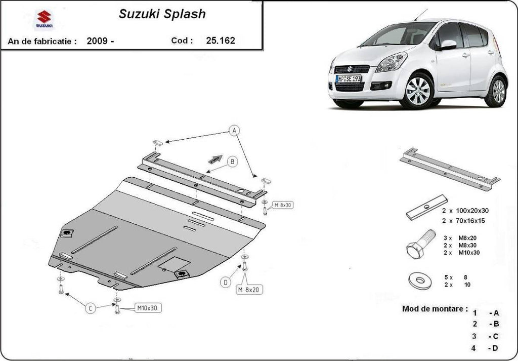 Cubre cárter metálico Suzuki Splash an (2009-2016) a medida