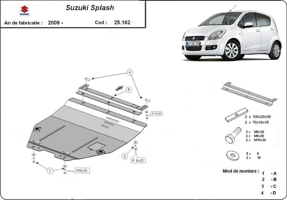 Cubre cárter metálico Suzuki Splash an (2009-2016) a medida