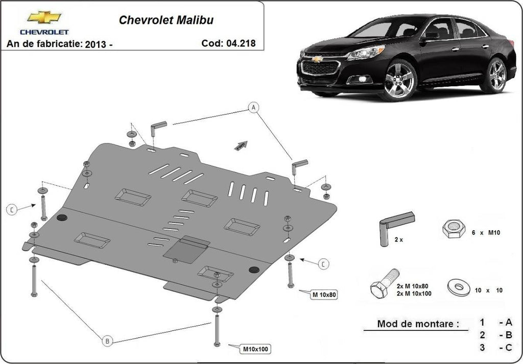 Cubre cárter metálico Chevrolet Malibu (2013-2015) a medida