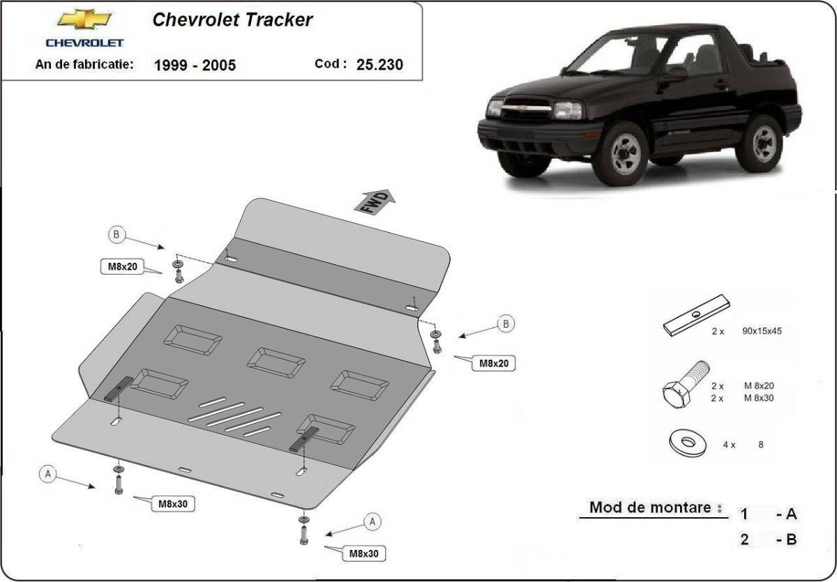 Cubre cárter metálico Chevrolet Tracker (1999-2005) a medida