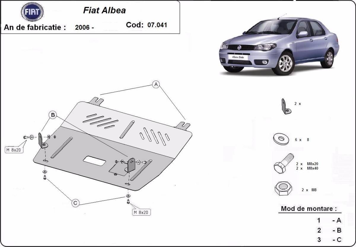 Cubre cárter metálico Fiat Albea (2002-2012) a medida