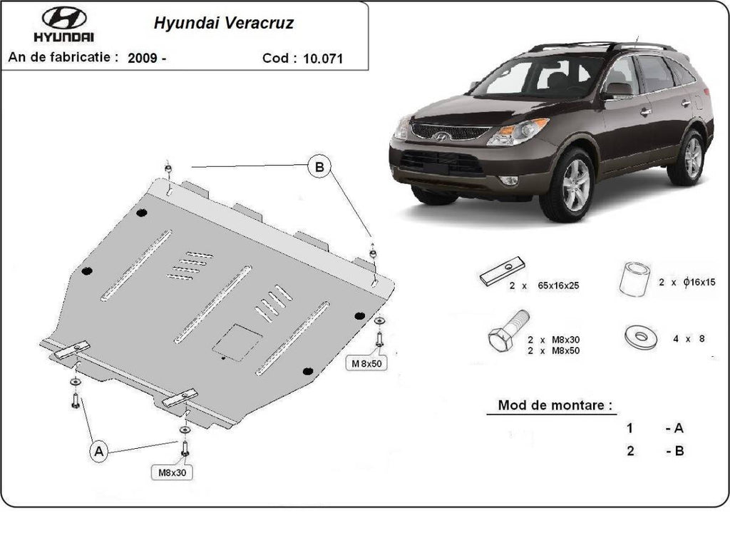 Cubre cárter metálico Hyundai Veracruz (2009-2015) a medida