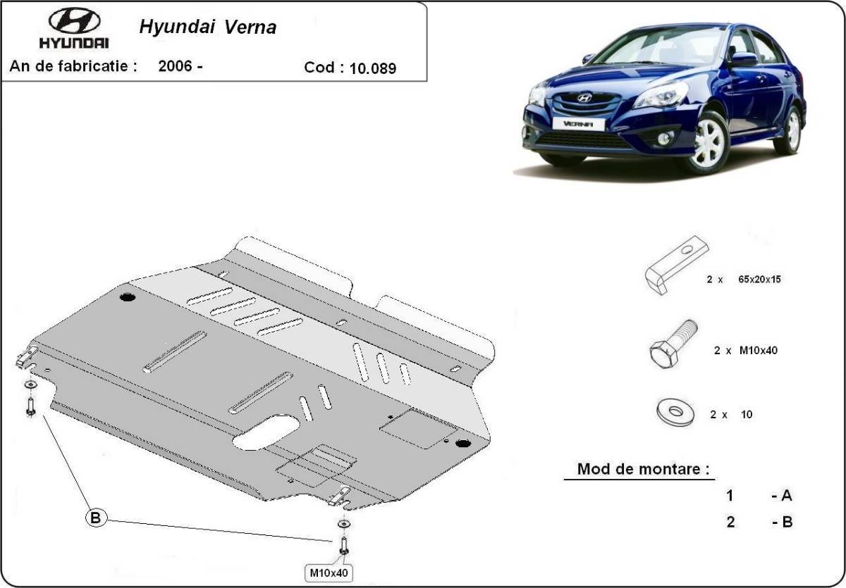Cubre cárter metálico Hyundai Verna (2005-2010) a medida