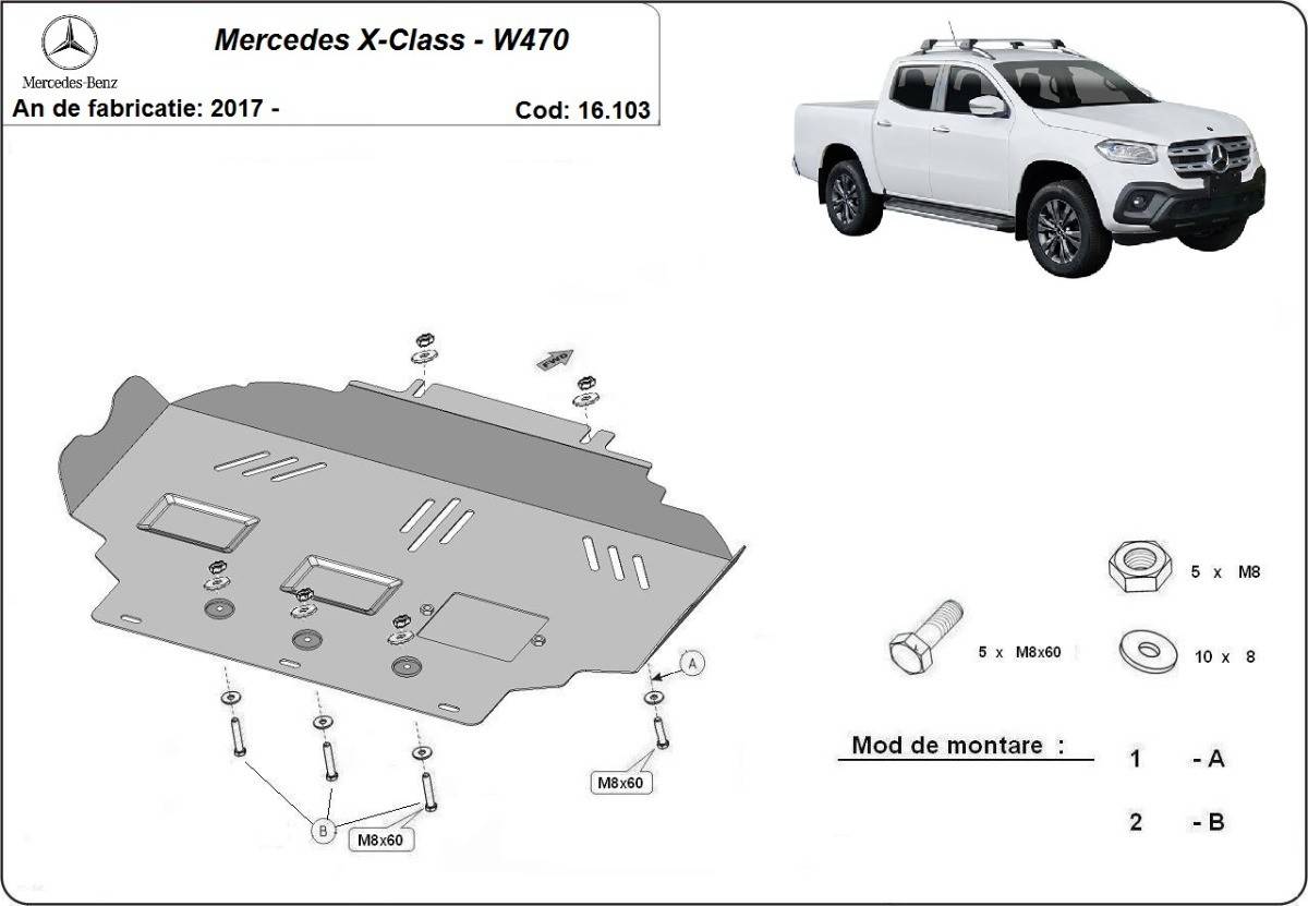 Cubre cárter metálico Mercedes Clase X (2017-2022) a medida
