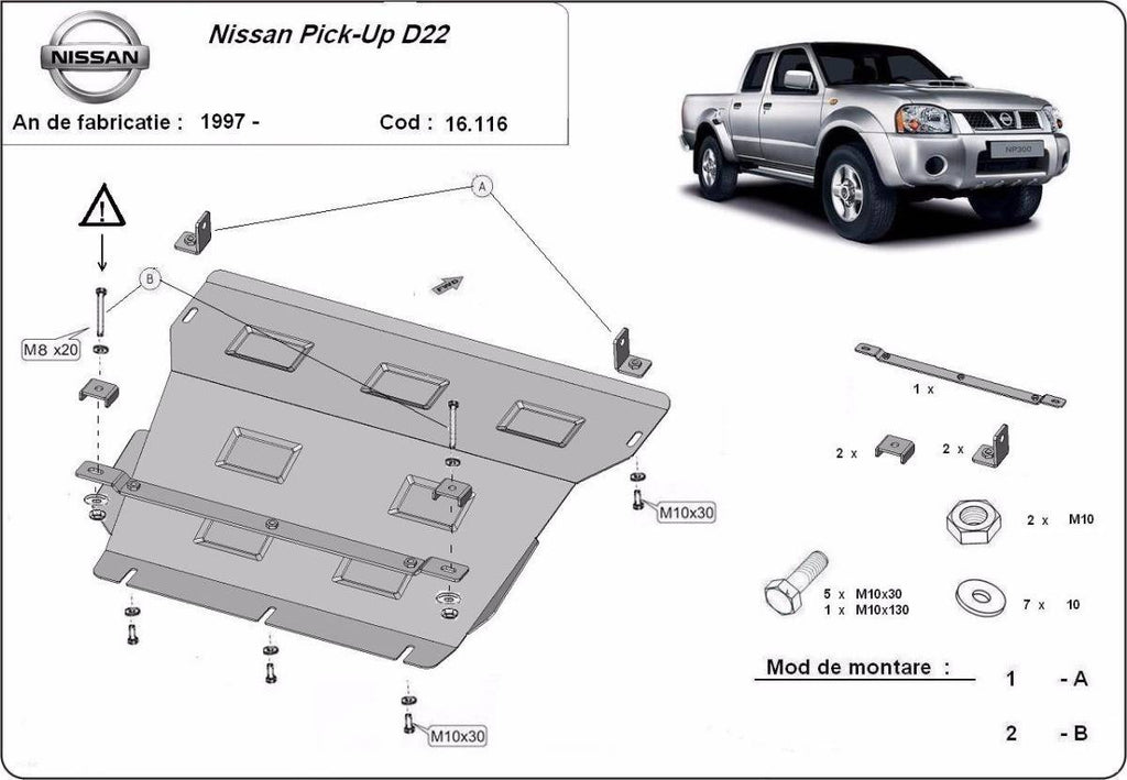 Cubre cárter metálico Nissan Pick Up (1997-2014) a medida