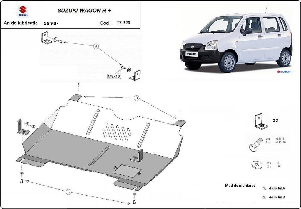 Cubre cárter metálico Suzuki Wagon R+ (2000-2022) a medida