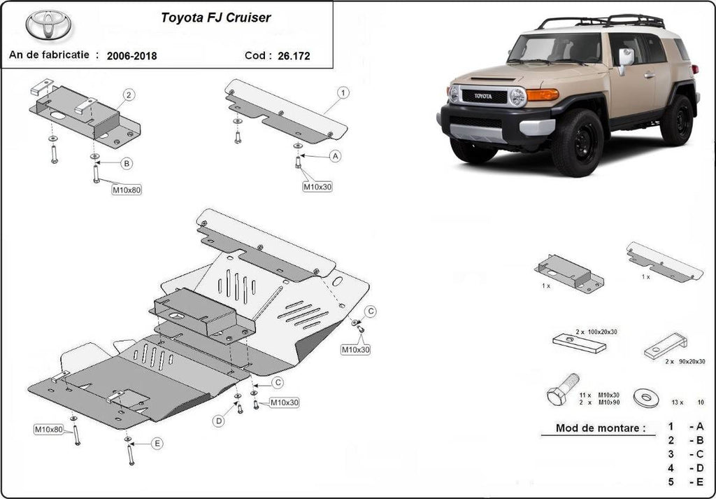 Cubre cárter metálico Toyota Fj Cruiser (2006-2018) a medida